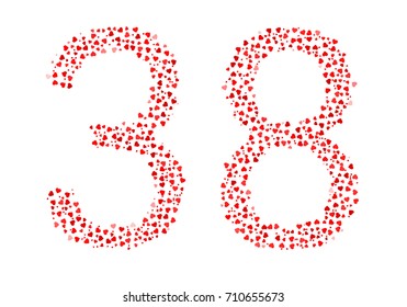 Abstract Number 38 Made Of Red Hearts
