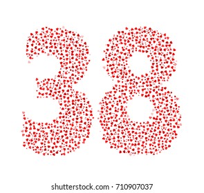 Abstract Number 38 Made Of Red Solid Hearts