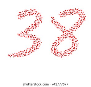 Abstract Number 38 Made Of Red Hearts