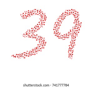 Abstract Number 39 Made Of  Written Hearts