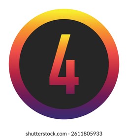 Abstract Number 4 Displaying a Vibrant Spectrum of Warm to Cool Gradient Colors Encased in a Smooth Dark Circular Frame