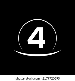  Abstract number 4 logo design. Line creative symbol.