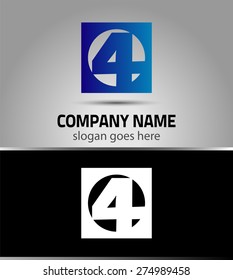 Abstract Number 4 logo Symbol icon set
