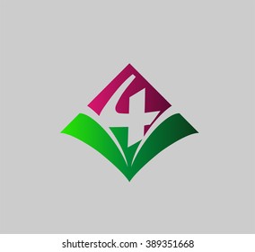 Abstract Number 4 logo Symbol icon set
