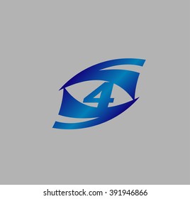 Abstract Number 4 logo Symbol icon
