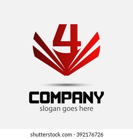 Abstract Number 4 logo Symbol icon set
