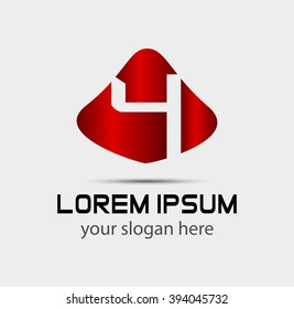 Abstract Number 4 logo Symbol icon
