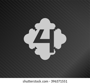 Abstract Number 4 logo Symbol icon set
