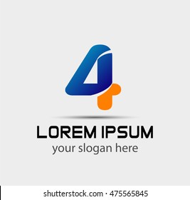 Abstract Number 4 logo Symbol icon set
