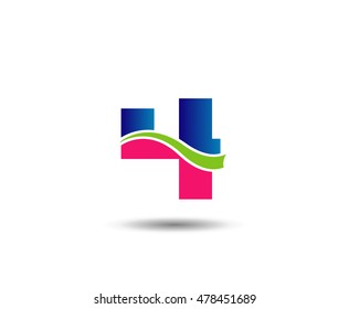 Abstract Number 4 logo Symbol icon set
