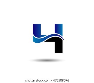 Abstract Number 4 logo Symbol icon set
