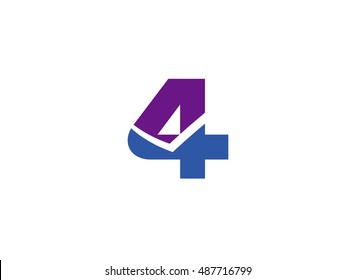 Abstract Number 4 logo Symbol icon set
