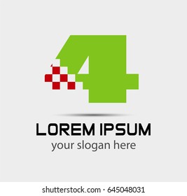 Abstract Number 4 logo Symbol icon set
