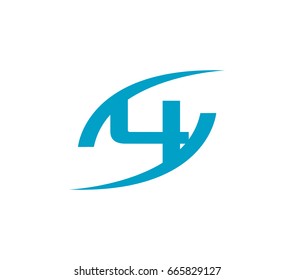 Abstract Number 4 logo Symbol icon
