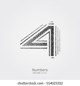Abstract  number 4. Typographic element.  Digit four. Vector illustration. Design element. Retro style numbers with halftone particles.
