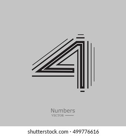 Abstract number 4. Typographic vector element for design.  Vector illustration. The letter is visible from a distance.