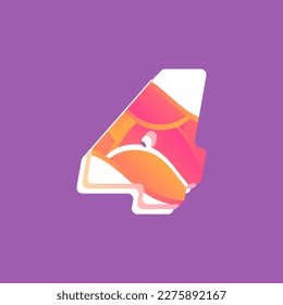 Resumen número 4 diseño del alfabeto de fuente vectorial con gradiente colorido suave.
