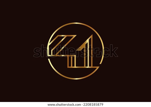 Abstract Number 41 Gold Logo,\
Number 41 monogram line style inside circle can be used for\
birthday and business logo templates, flat design logo, vector\
illustration