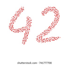 Abstract Number 42 Made Of Written Hearts
