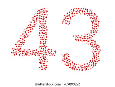 Abstract Number 43 Made Of Red Hearts