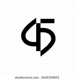 Abstract number 45 logo design with heart concept.