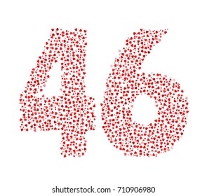Abstract Number 46 Made Of Red Solid Hearts