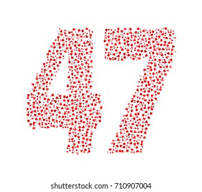 Abstract Number 47 Made Of Red Solid Hearts