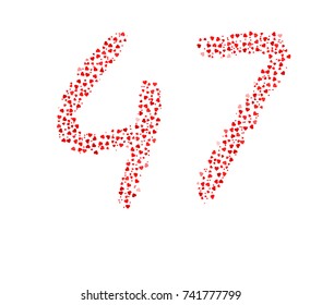 Abstract Number 47 Made Of Written Hearts