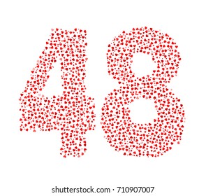Abstract Number 48 Made Of Red Solid Hearts