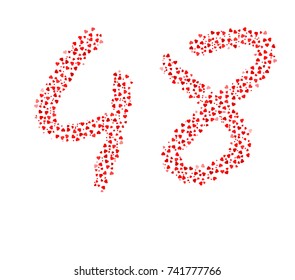 Abstract Number 48 Made Of Written Hearts