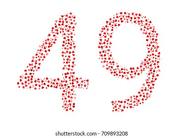 Abstract Number 49 Made Of Red Hearts