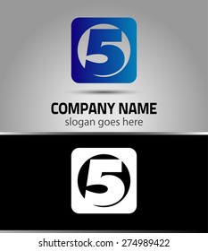 Abstract Number 5 logo Symbol icon set
