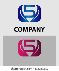 Abstract Number 5 logo Symbol icon set
