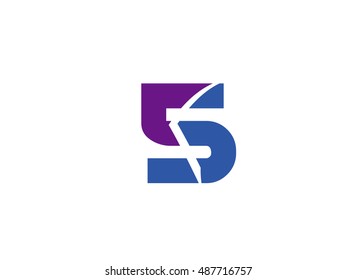 Abstract Number 5 logo Symbol icon set
