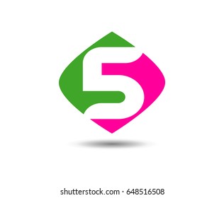 Abstract Number 5 logo Symbol icon set
