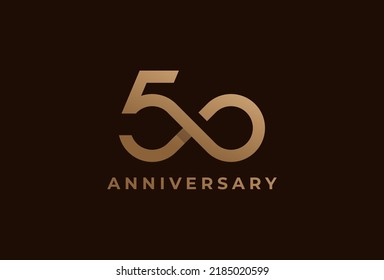 Abstract Number 50 Logo, Number 50 with infinity icon combination, can be used for birthday and business logo templates, flat design logo, vector illustration