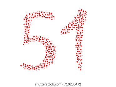 Abstract Number 51 Made Of Red Eastern Hearts