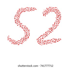 Abstract Number 52 Made Of  Written Hearts