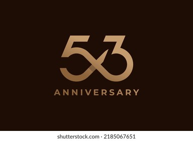 Resumen El logotipo número 53, número 53 con combinación de iconos infinitos, se puede utilizar para plantillas de logotipo de cumpleaños y negocios, logotipo de diseño plano, ilustración vectorial