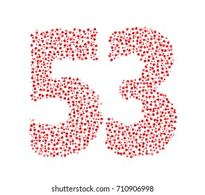 Abstract Number 53 Made Of Red Solid Hearts