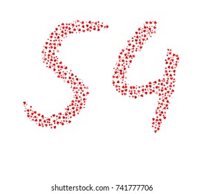 Abstract Number 54 Made Of Written Hearts