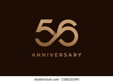 Abstract Number 56 Logo, Number 56 with infinity icon combination, can be used for birthday and business logo templates, flat design logo, vector illustration