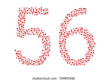 Abstract Number 56 Made Of Red Hearts
