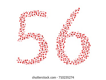 Abstract Number 56 Made Of Red Eastern Hearts