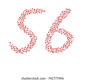 Abstract Number 56 Made Of Red Hearts
