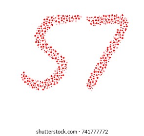 Abstract Number 57 Made Of  Written Hearts