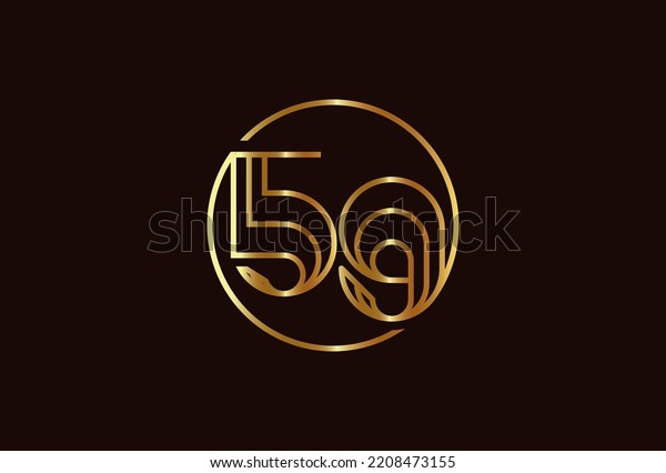 Abstract Number 59 Gold Logo,\
Number 59 monogram line style inside circle can be used for\
birthday and business logo templates, flat design logo, vector\
illustration