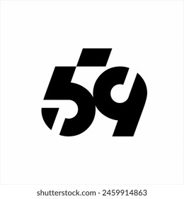 Diseño del logotipo del número 59 Abstractas con la letra P en espacio negativo en el número cinco.