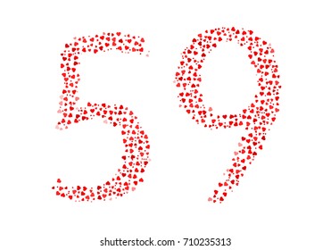 Abstract Number 59 Made Of Red Eastern Hearts