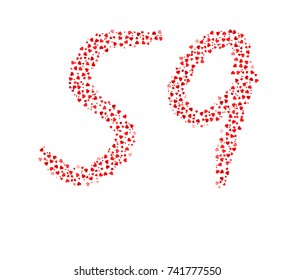 Abstract Number 59 Made Of Red Hearts